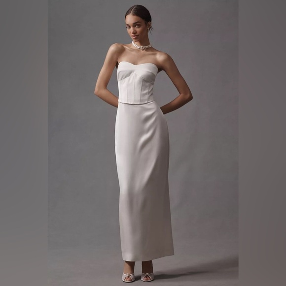 NEW Reformation Ariyah Corset Satin Maxi Dress Ivory Bridal | US 0 UK 4 - Picture 1 of 14